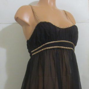 Victoria's Secret Sheer Babydoll Black / Animal Print Trim L